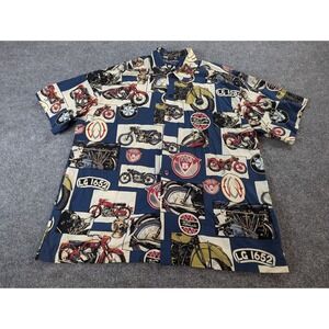 Fivecrown Shirt Mens 2XL Easy Living Motorcycle‎ Theme Short Sleeve Blue